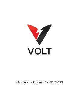 letter v with Volt Bolt text logo vector