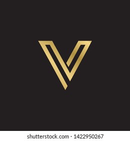 Letter v vv minimalist art monogram. Creative Design vector linear for Title, Header, Lettering, Logo. Modern Two Monogram for corporate Business. Labyrinth Line art style on black background. 