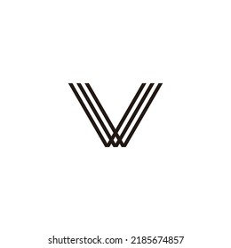 Buchstaben v und w Linien geometrisches Symbol mit einfachem Logo, Vektorgrafik