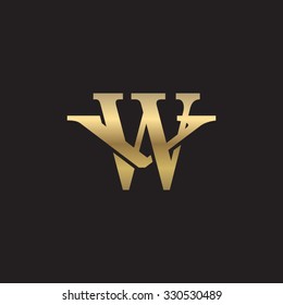 letter V and W monogram golden logo