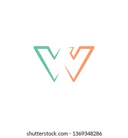 letter v and w vw icon symbol logotype 