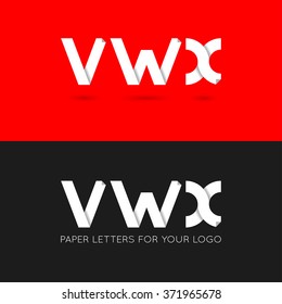 letter V W X logo paper set background
