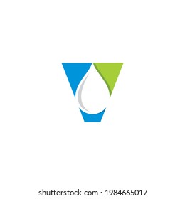 Letter V With Water Drop Logo Vector 