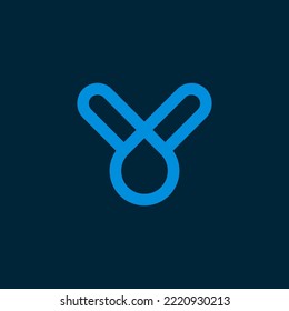 letra v con diseño de logotipo de caída de agua ilustración de vector plantilla