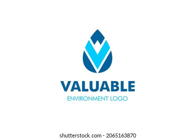 Letter V Water Logo : Suitable for Aquatic Theme, Environment Theme, Initial Theme, Infographics and Other Graphic Related Assets.