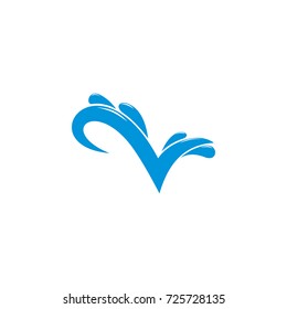 letter v water splash logo vector