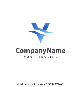 Letter V Wave logo design template.