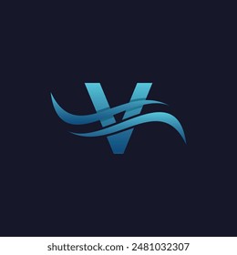 Letter V Wave Simplicity Modern Business Icon Design Logo
