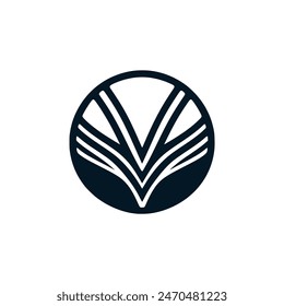 letter V wavy line professional logo vector illustration template design