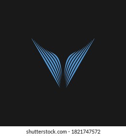 Letter V whale tail logo design logo template