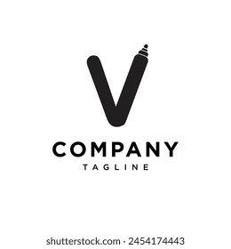 Letter V whiteboard marker logo icon vector template.eps