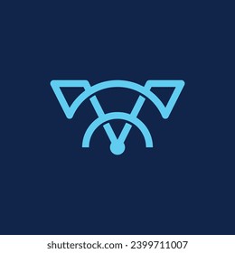 Letter V Wifi Technology logo design logotype, digital abstract connection. Wifi vector logo