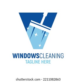 Letter V Window Cleaning Logo Design Template Inspiration, Vector Illustration.