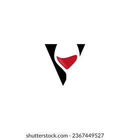 Letter V and wine glass logo concept vector icon