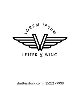 Letter V Wing Emblem Logo