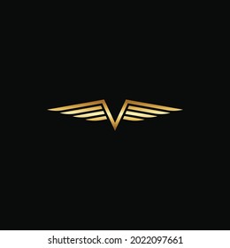 letter v wing logo design. logo template