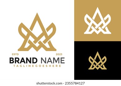 Ilustración del símbolo del vector del diseño del logotipo de la carta A y V Wing
