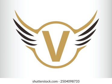 Letter V Wing Logo Design Initial Flying Wing With Letter Logo