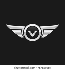 Letter V with wing vector design