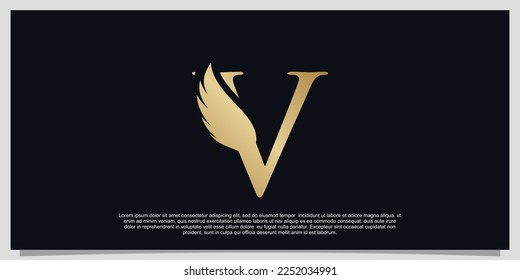 Logo-Design von Letter V-Flügeln, einfaches Konzept Premium Vektor