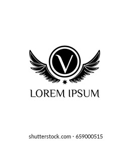Letter V Wings Logo Design template