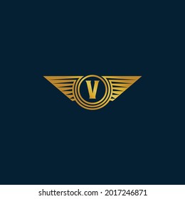 Letter V and Wings Logo Template