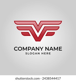 Letter V Wings Logo Vector