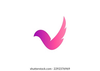 letter v and wings simple logo template