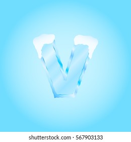 letter V (winter style,ice)