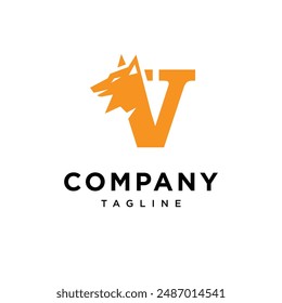 Letra V Wolf Logo Icon Vector Plantilla.eps