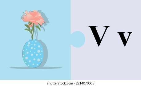 letter V word, letter v, alphabet puzzle, alphabet learning, learning for kids, early school for kids, education materials, ideas for games with kids. pictures for kids
