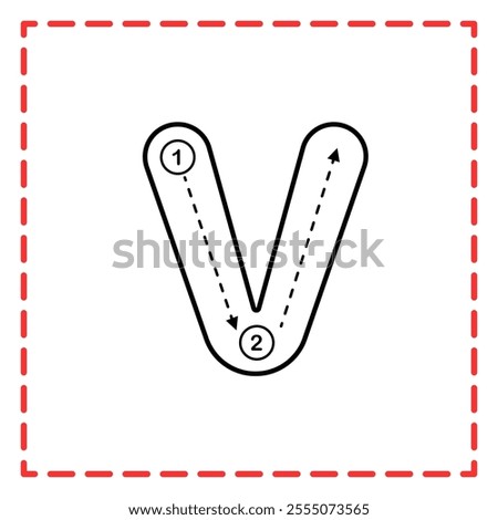 letter V for writing practice. Alphabet tracing is good for practicing children writing letters.