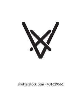 letter V and X monogram logo black