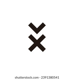 Letter v and x square geometric symbol simple logo vector