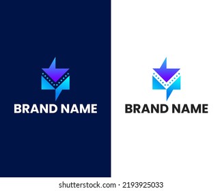 letter v and y with chat sign modern logo design template