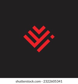 Letra v, y e i corazón, símbolo geométrico cuadrado simple vector logo