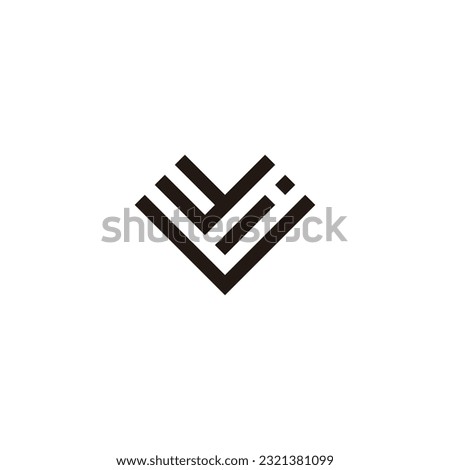 Letter v, y and i heart, square geometric symbol simple logo vector