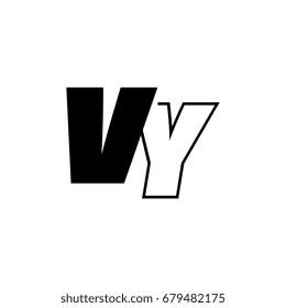 letter V and Y logo overlapping black negative