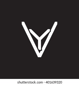 letter V and Y monogram logo white black background