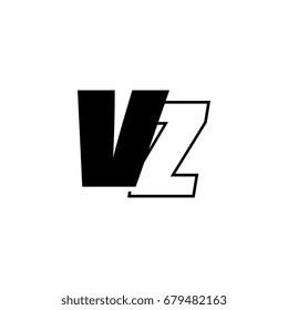 letter V and Z logo overlapping black negative