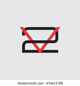 letter v2 design logo vector