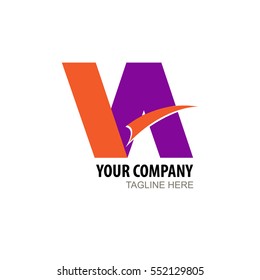 Letter VA abstract logo design template elements orange purple