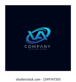 Letter VA Circle Swoosh Logo Design Vector