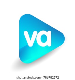 Letter VA logo in triangle shape and colorful background, letter combination logo design for business and company identity.
