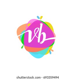 Letter VB logo with colorful splash background, letter combination logo design for creative industry, web, business and company.
