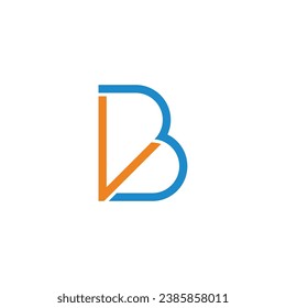 letter vb thin line geometric logo vector 