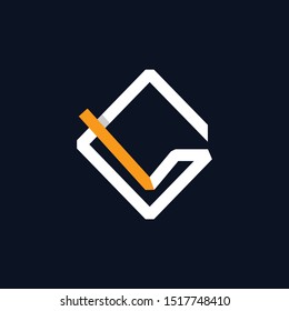 Letter VC Checklist Rectangular Creative Modern Logo