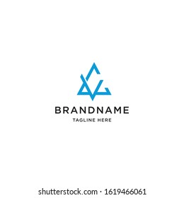 Letter VC or CV initial abstract triangle logo icon design template vector illustration