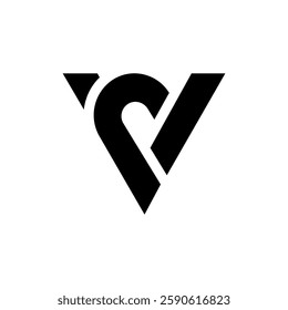 Letter VC or CV Triangle Modern Typography Monogram Logo for Branding