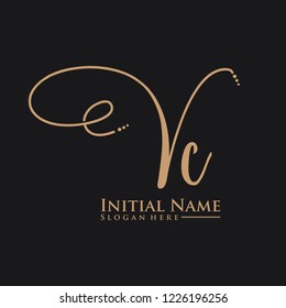 Letter Vc Logo. Initial Letter Design Vector Luxury Colors